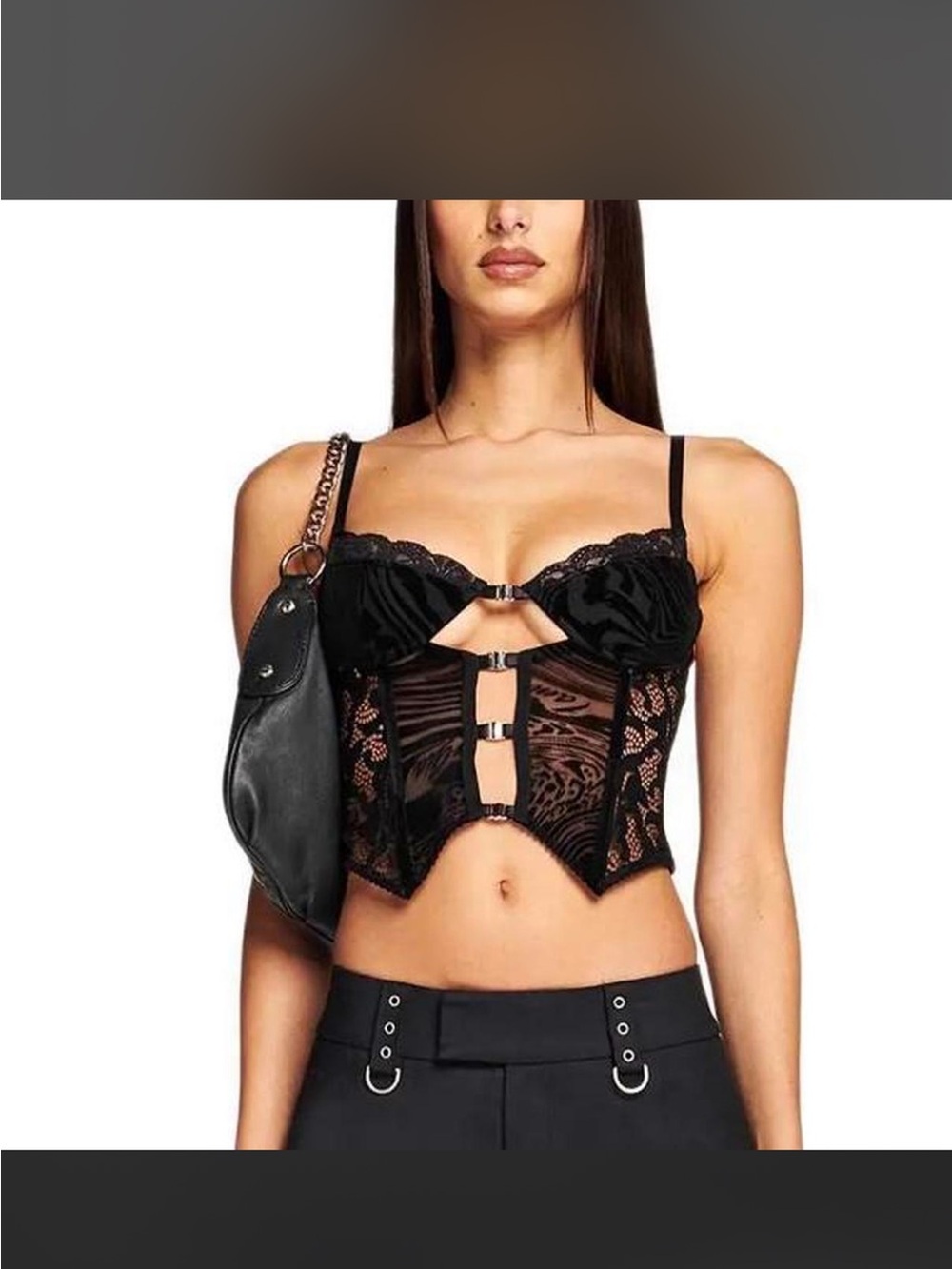 I.AM.GIA Black Lace Bustier Crop Top